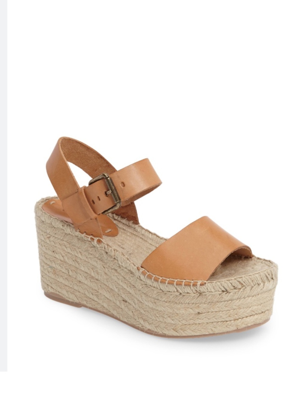 Soludos Minorca Platform Espadrille Sandals Tan Leather Wedges